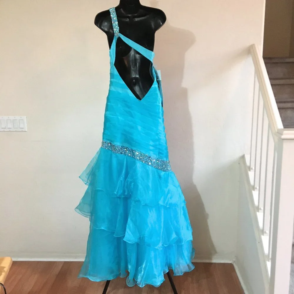 RARE Lafee Jasmine Pageant Prom Mermaid Party Dress Blue 12 NWT - Picture 5 of 12